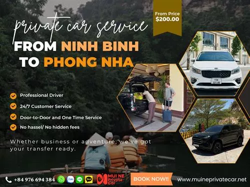 Ninh Binh To Phong Nha Private Car