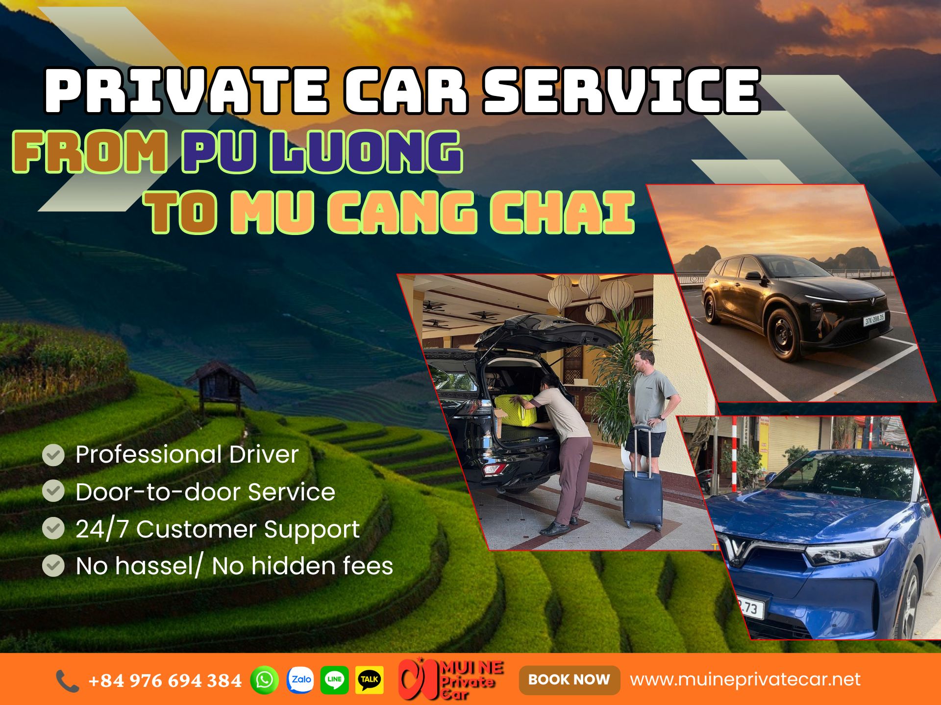 Pu Luong to Mu Cang Chai Private Car Transfer - Mui Ne Private Car
