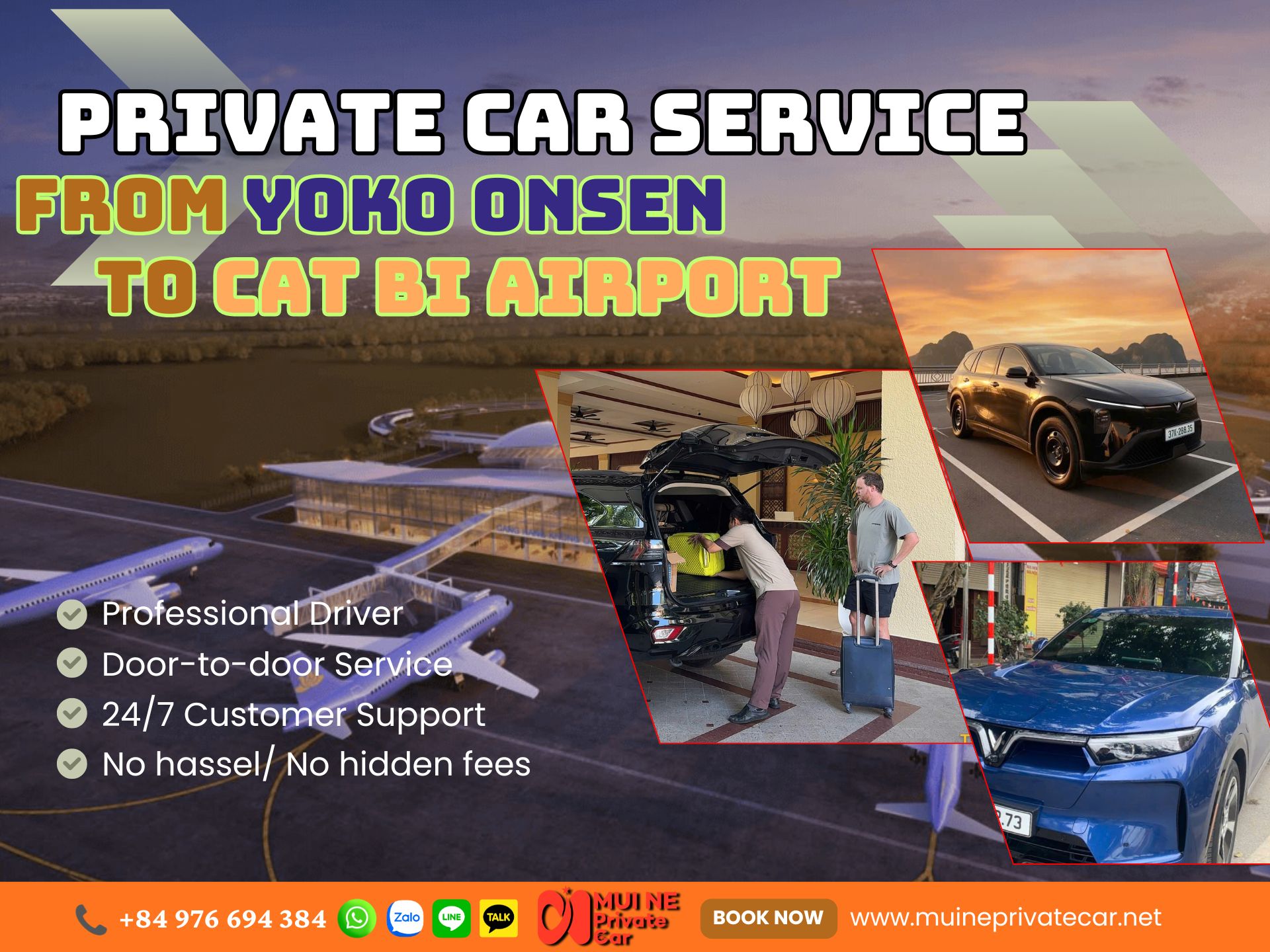 Yoko Onsen to Cat Bi International Airport Private Car Transfer - Mui Ne Private Car