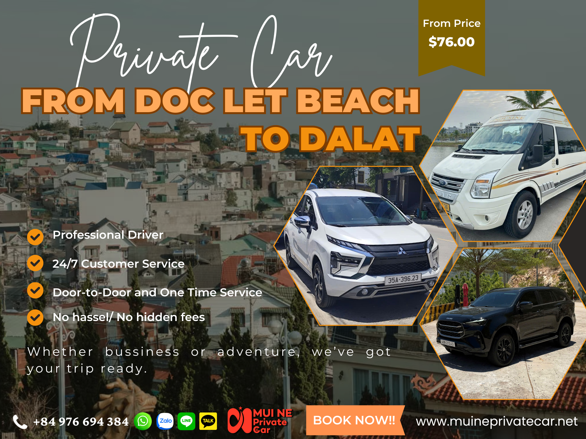 Doc Let to Da Lat Private Car Transfer - Mui Ne Private Car