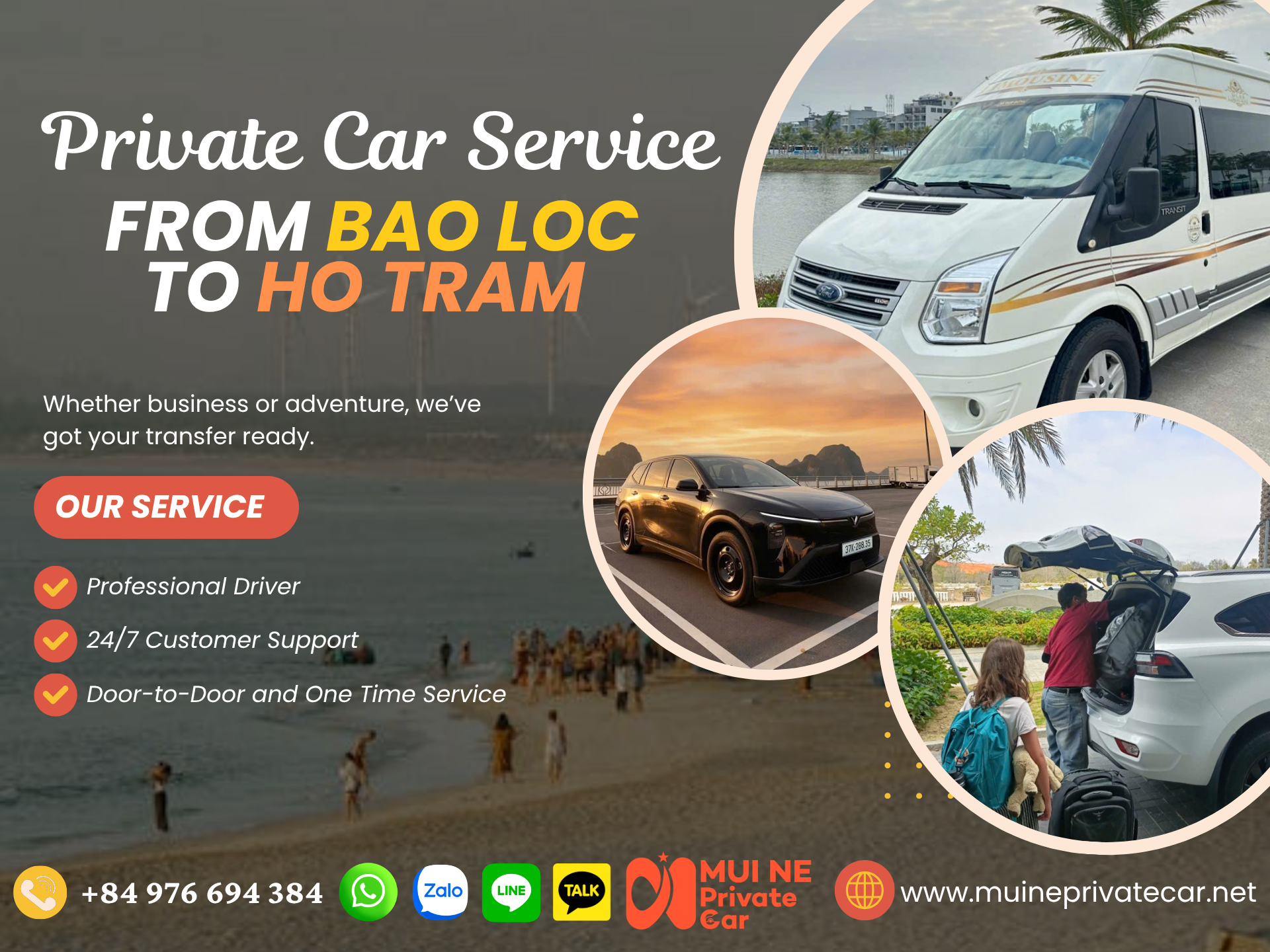 Bao Loc to Ho Tram Private Car Transfer - Mui Ne Private Car