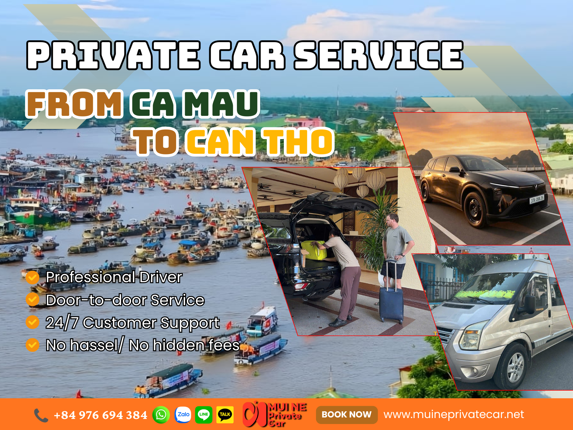 Private car Ca Mau to Can Tho