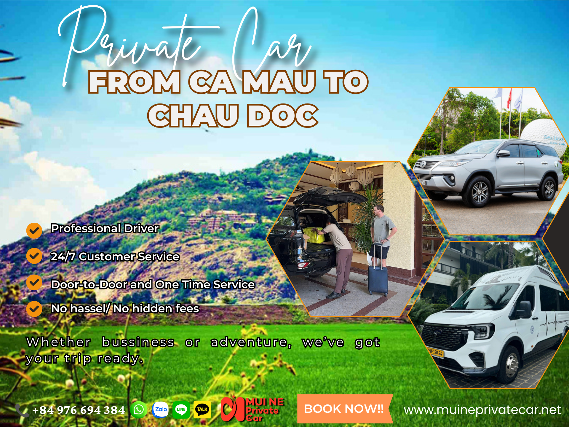 Private car Ca Mau to Chau Doc