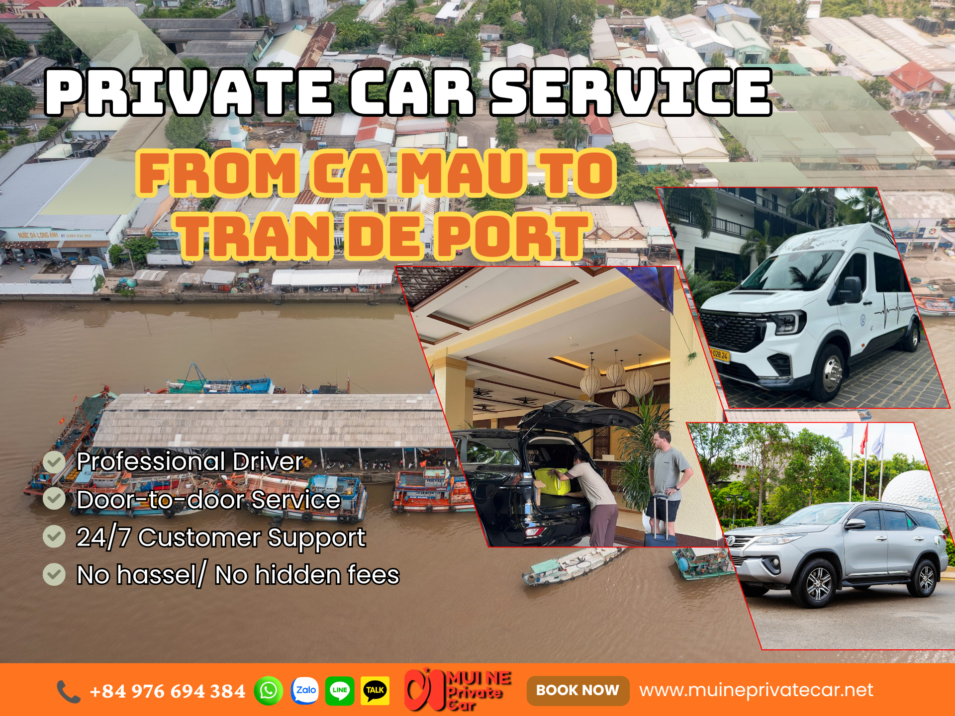 Private car Ca Mau to Tran De Port