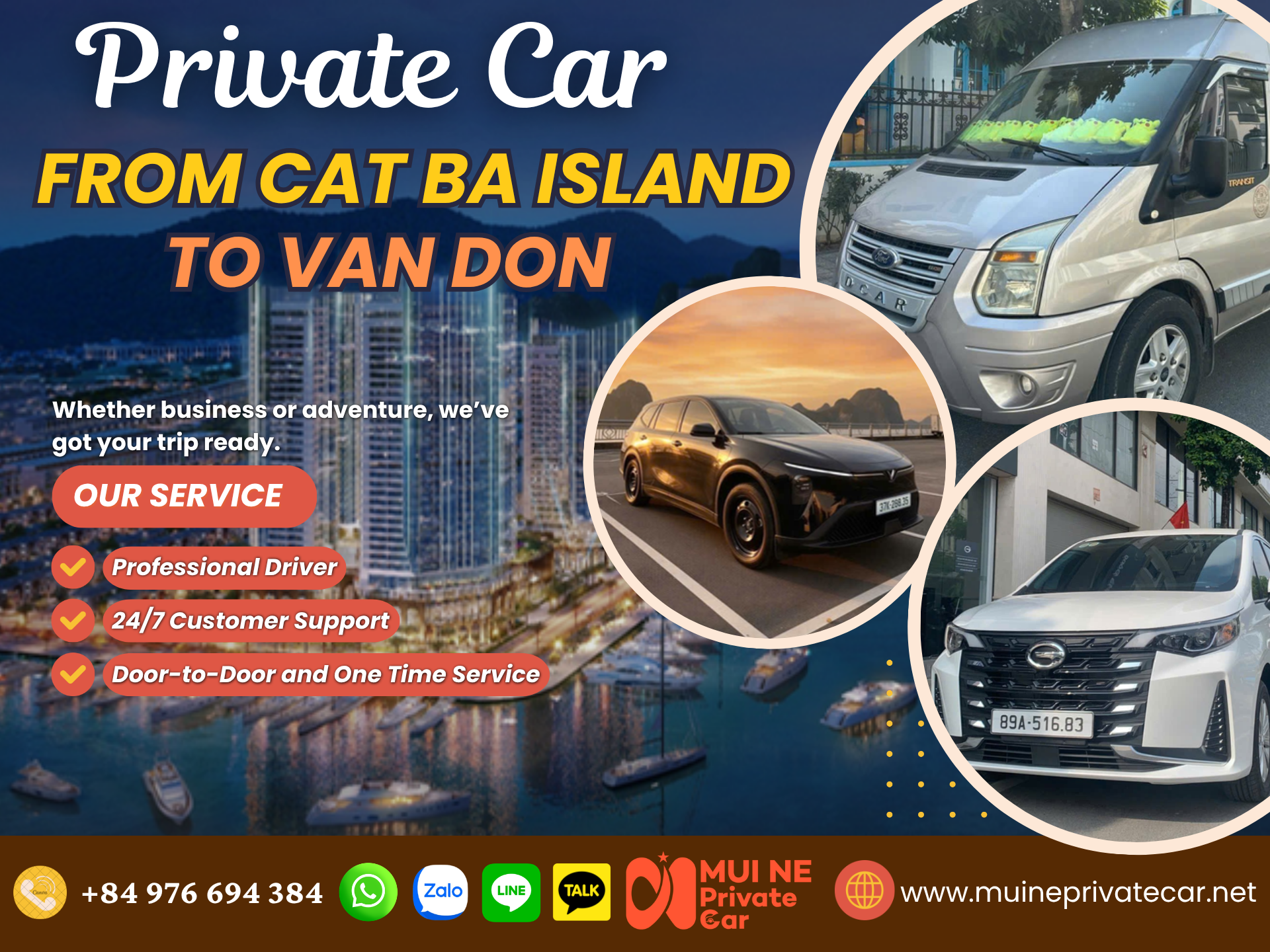 Cat Ba Island to Van Don Private Car Transfer - Mui Ne Private Car