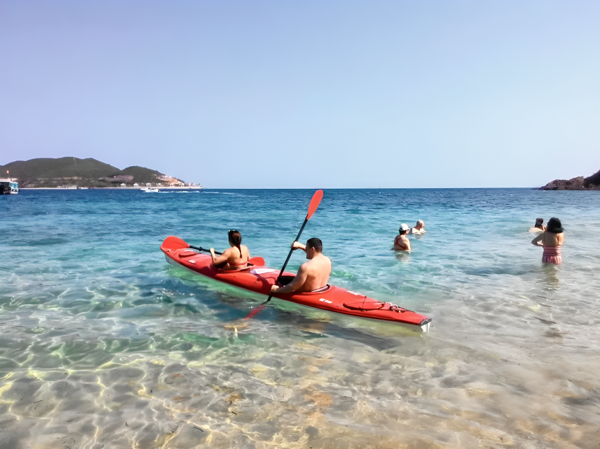 Kayaking at Soi Beach Nha Trang crystal clear water