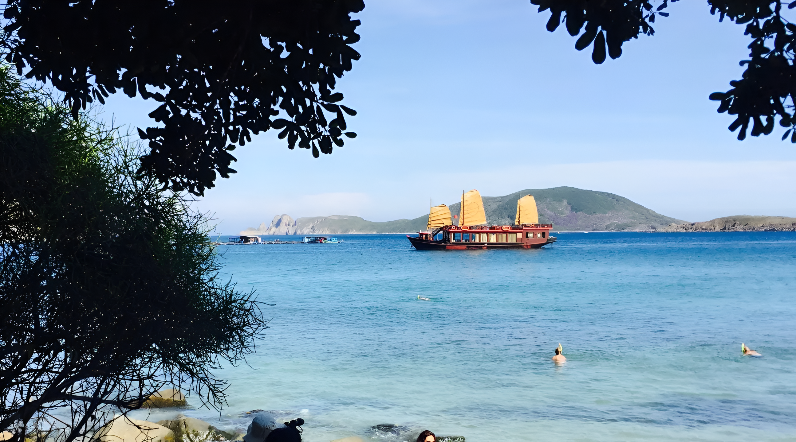 Emperor Cruise junk boat anchored at Nha Trang Bay