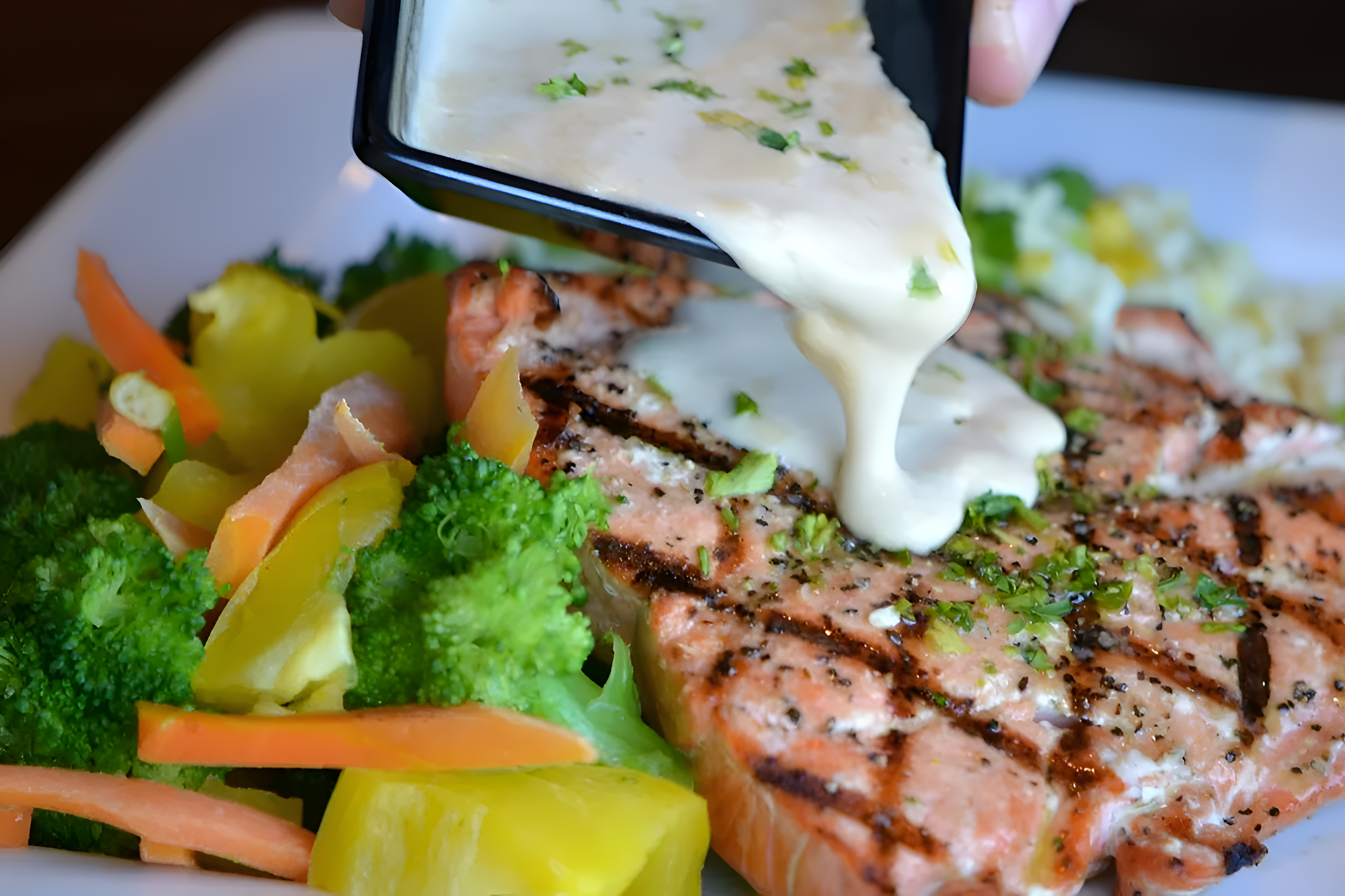 Grilled salmon seafood dinner on board Nha Trang cruise