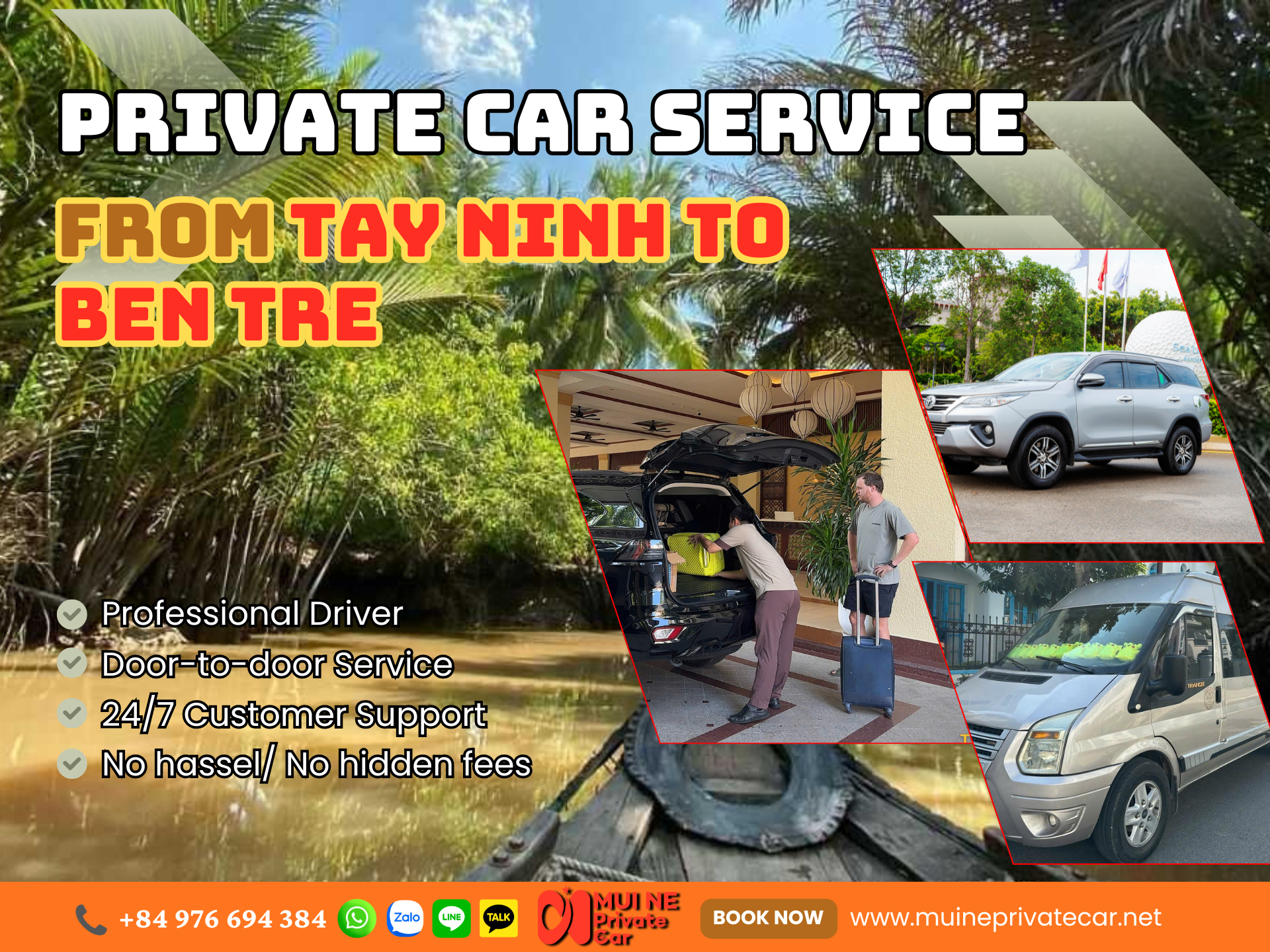 Private car Tay Ninh to Ben Tre