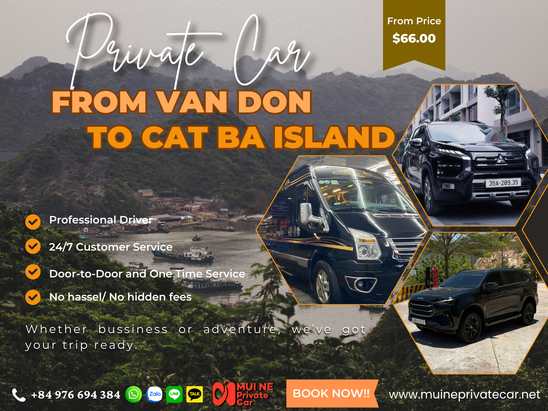 Van Don to Cat Ba Island Private Car Transfer - Mui Ne Private Car